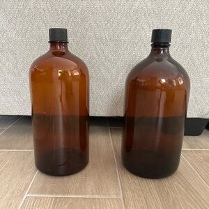 Large duraglas antique bottle + unmarked other large bottle brown 14” high
